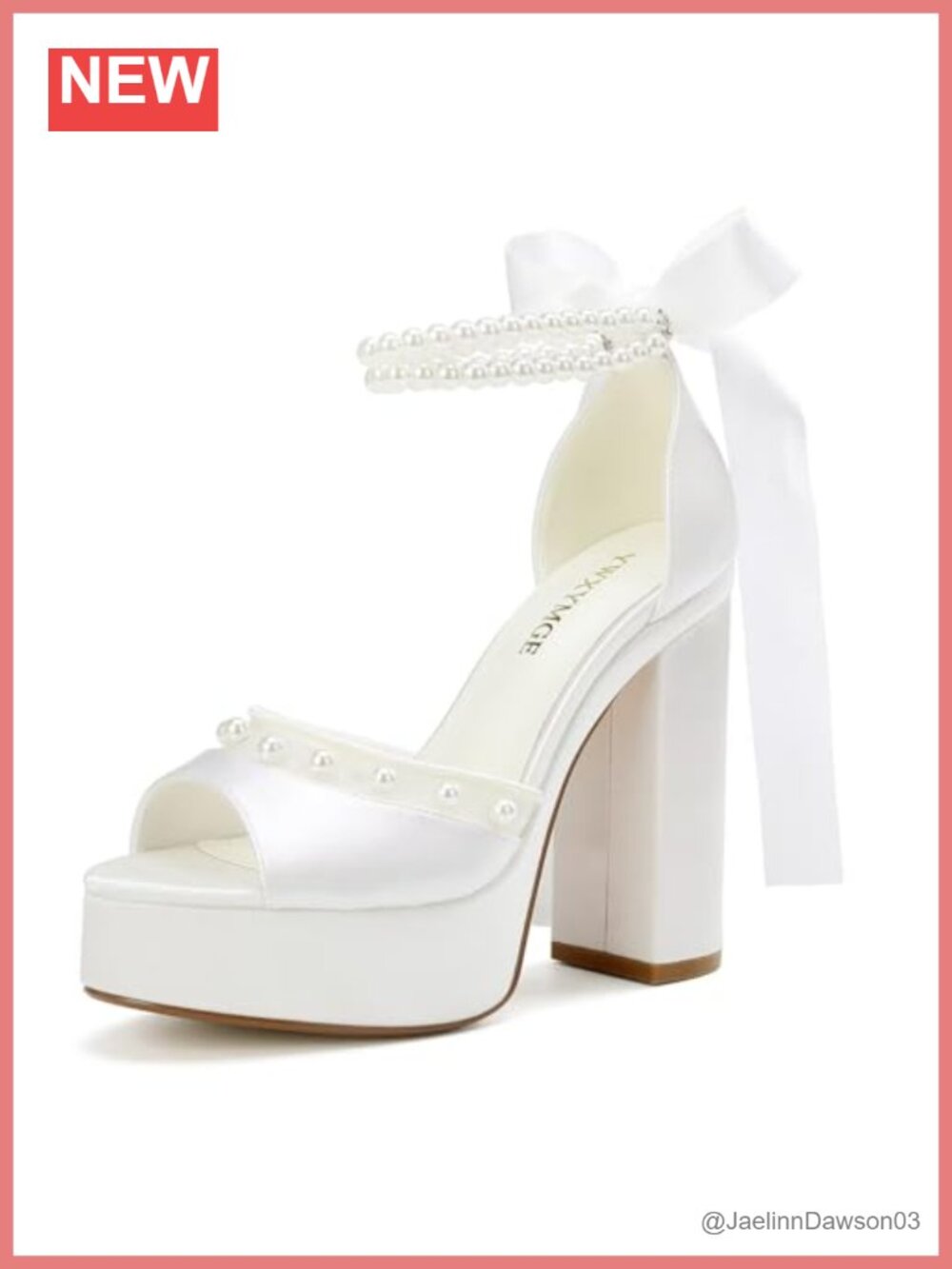 Pearl Bridal Heeled Sandals Open Toe Chunky Platform Satin Wedding Shoes Womens